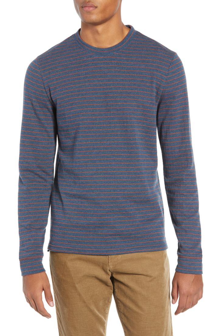 Men's Vince Cotton Blend Stripe Crewneck Tee - Blue