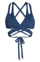 Women's Becca Color Code Wrap Bikini Top, Size D - Blue