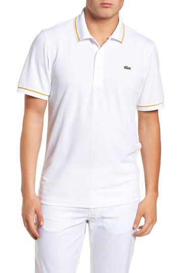 Men's Lacoste Sport Piped Pique Tech Polo (l) - White
