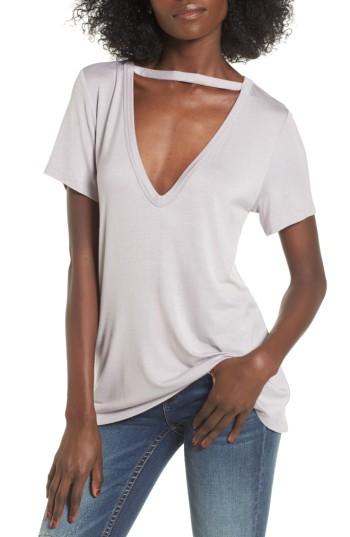 Women's Socialite Cutout Choker Tee - Grey