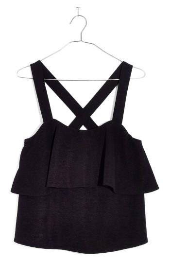 Women's Madewell Texture & Thread Tiered Tank, Size - Black