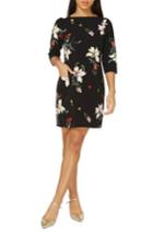 Women's Dorothy Perkins Orchid Print Shift Dress Us / 12 Uk - Black