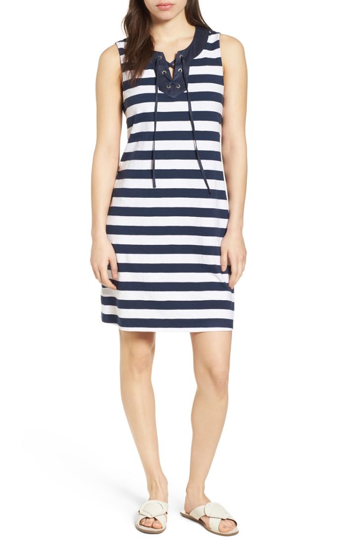Women's Tommy Bahama Stripe Right Lace-up Stretch Cotton Dress