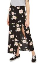 Women's Topshop Split Floral Maxi Skirt Us (fits Like 0) - Black