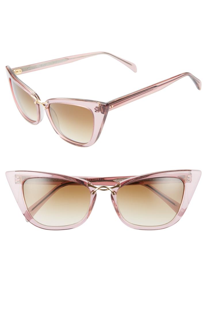 Women's Oscar De La Renta X Morgenthal Frederics Twist 55mm Gradient Cat Eye Sunglasses - Rose Crystal
