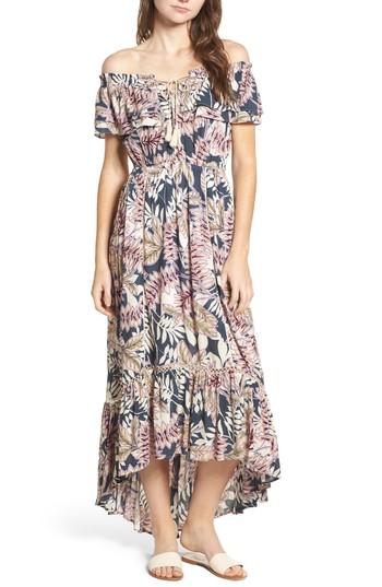 Women's Lost + Wander Maui Off The Shoulder High/low Maxi Dress - Green