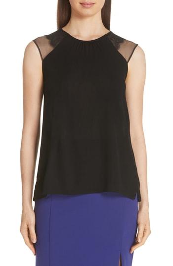 Women's Boss Eleah Lace Inset Sleeveless Blouse - Black