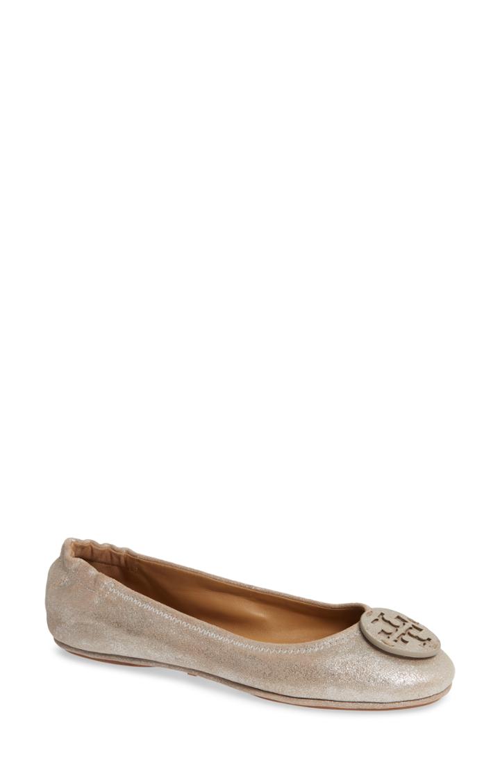 Women's Tory Burch Minnie Travel Ballet Flat M - Metallic
