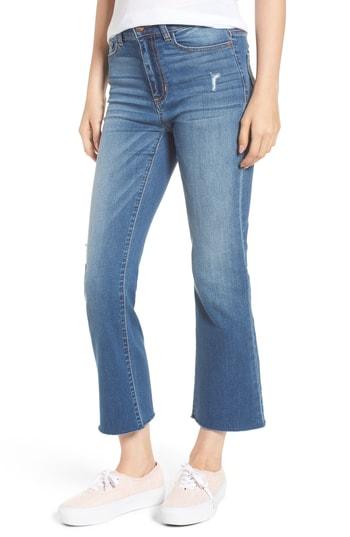 Women's Sp Black Raw Edge Crop Flare Jeans - Blue