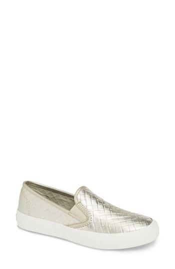 Women's Sperry Seaside Embossed Weave Slip-on Sneaker M - Metallic