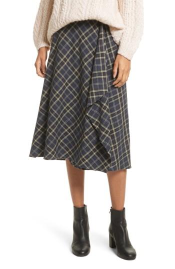 Women's Vince Drape Front Plaid Skirt