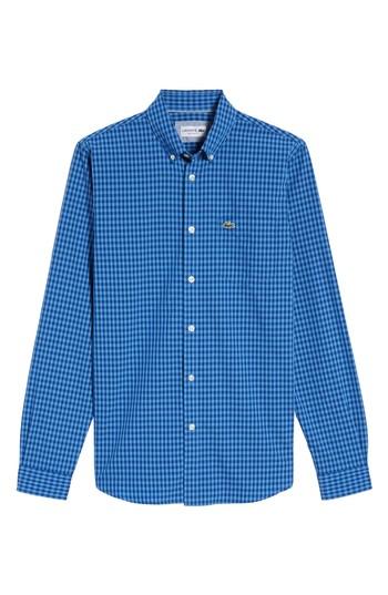 Men's Lacoste Gingham Check Poplin Shirt