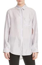 Women's Maje Celina High/low Stripe Blouse - White