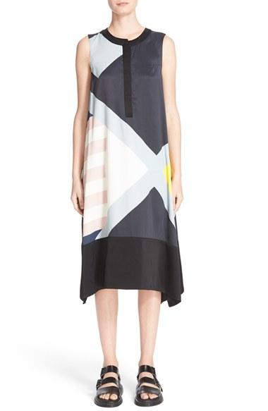 Women's Public School Flag Print Satin Shift Dress
