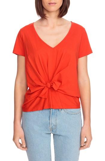 Women's Sezane Domingo Knot Linen Tee - Red