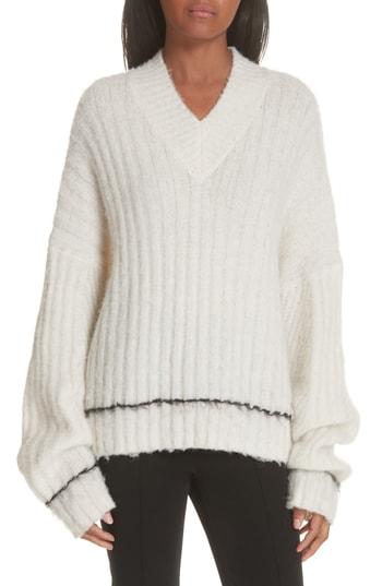 Women's Helmut Lang Brushed Wool & Alpaca Blend Sweater - White