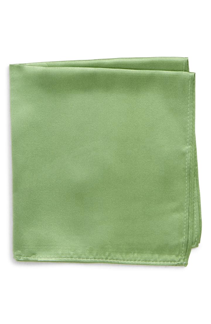 Men's Nordstrom Men's Shop Solid Silk Pocket Square, Size - Green