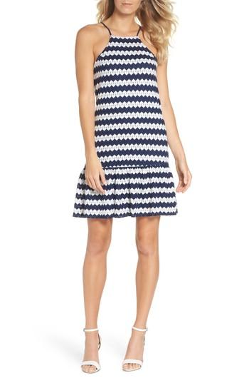 Women's Trina Trina Turk Zigzag Halter Shift Dress - Blue