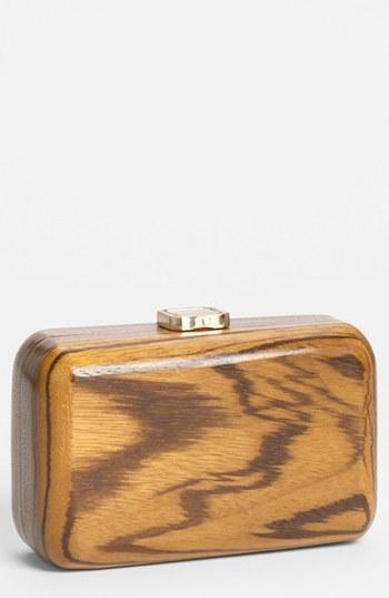 French Connection 'vip Party' Wood Minaudiere Natural