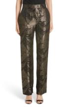 Women's Etro Metallic Floral Silk Blend Pants Us / 48 It - Black
