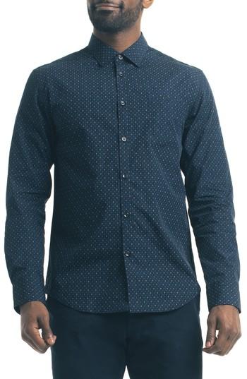 Men's Good Man Brand Slim Fit Diamond Print Sport Shirt - Blue