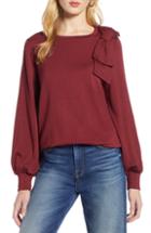 Women's Halogen Bow Trim Sweatshirt - Burgundy