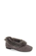 Women's Taryn Rose Ryanne Water Resistant Faux Fur Flat M - Grey