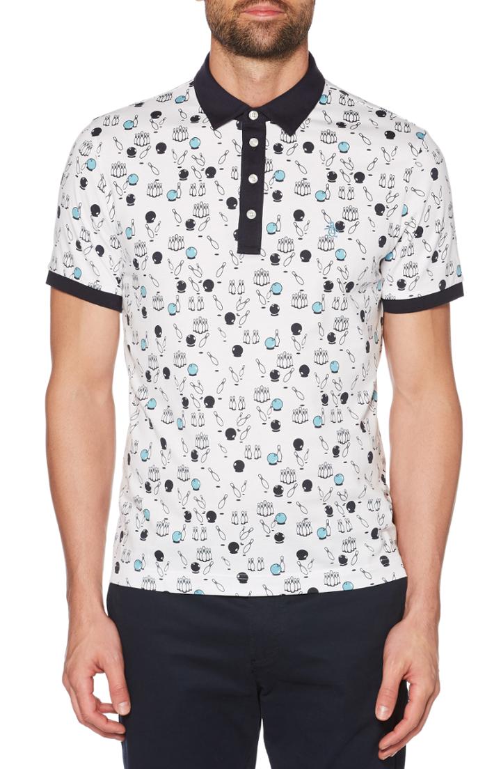Men's Original Penguin Bowling Print Polo - White