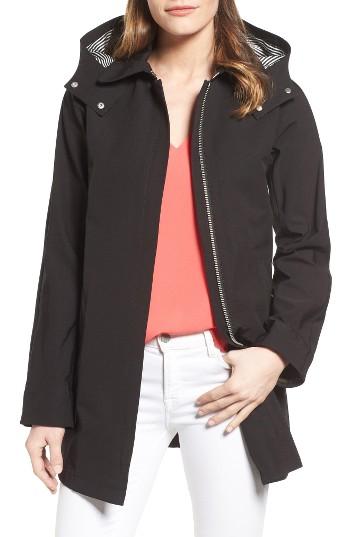 Women's Vince Camuto Hooded Fly Front Stadium Jacket - Black
