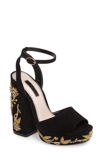 Women's Topshop Lavish Beaded Platform Sandal .5us / 38eu - Black