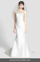 Women's Amsale 'preston' Silk Magnolia Sheath Wedding Dress, Size In Store Only - Ivory