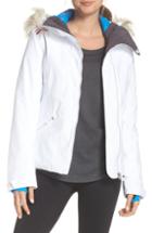 Women's Rossignol Cadran Faux Fur Trim Hooded Ski Jacket - White