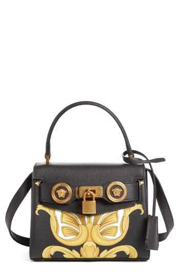 Versace Mini Icon Top Handle Leather Crossbody Bag - Black