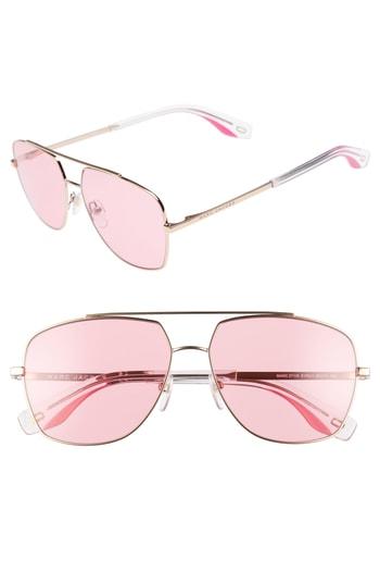 Women's Marc Jacobs 58mm Navigator Sunglasses - Gold/ Pink