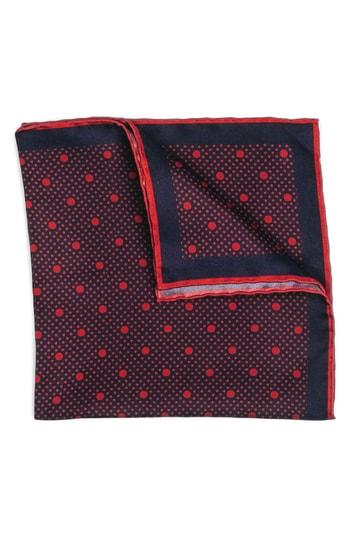 Men's Hook + Albert Dot Silk Pocket Square, Size - Red