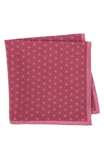 Men's Ted Baker London Starburst Geometric Silk Pocket Square, Size - Red