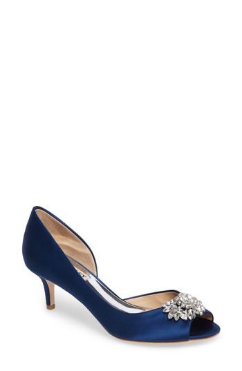 Women's Badgley Mischka Macie Peep Toe D-orsay Pump .5 M - Blue