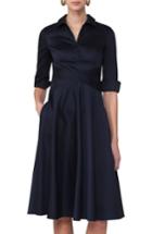 Women's Akris Punto Sateen Fit & Flare Shirtdress - Blue