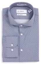 Men's Calibrate Extra Trim Fit Print Stretch Dress Shirt - 32/33 - Blue