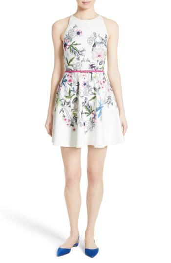 Women's Ted Baker London Samm Floral Fit & Flare Dress - Ivory