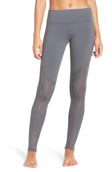 Women's Alo 'vitality' Mesh Inset Leggings - Grey