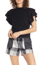 Women's Moon River Ruffle Sleeve Crop Top - Black