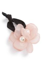 Cara Flower & Imitation Pearl Ponytail Holder, Size - Pink
