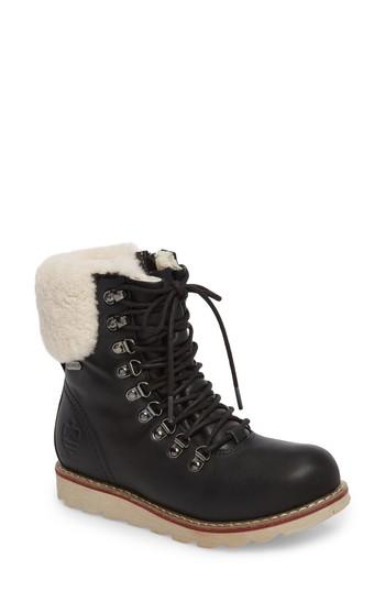 Women's Royal Canadian Lethbridge Waterproof Snow Boot With Genuine Shearling Cuff M - Black