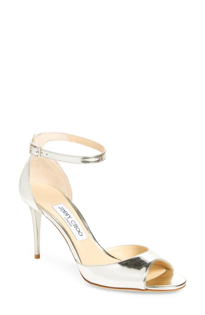 Women's Jimmy Choo Annie Ankle Strap Sandal Us / 38eu - Metallic