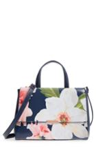 Ted Baker London Peobe Chatsworth Bloom Faux Leather Satchel - Blue