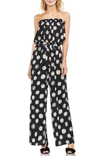 Women's Vince Camuto Strapless Botanical Jumpsuit - Black