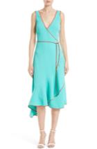 Women's Diane Von Furstenberg Asymmetrical Ruffle Wrap Midi Dress - Blue/green