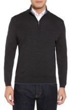 Men's Thomas Dean Merino Wool Blend Quarter Zip Sweater - Grey