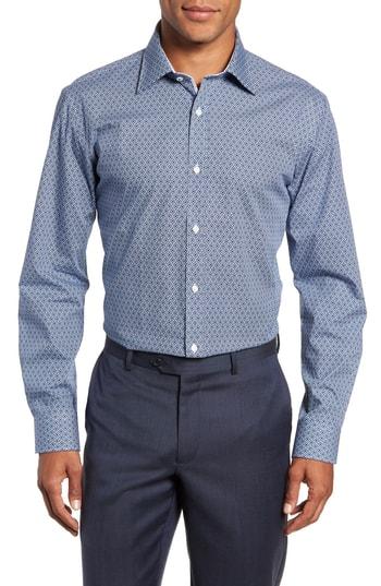 Men's Ted Baker London Slestmi Slim Fit Print Dress Shirt .5 - Blue